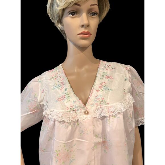 DANNI NEW YORK 60's/70's Night Dress & House Coat VTG Pink Floral NWT Sz L - Picture 2 of 11